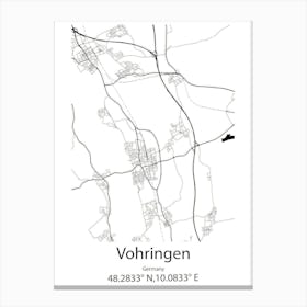 Vohringen,Germany Minimalist Map Leinwandbild