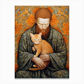 Monk Holding A Cat 1 Canvas Print