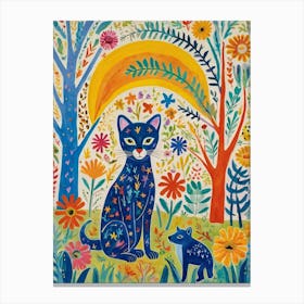 Blue Cat In The Garden Style Henri Matisse Canvas Print