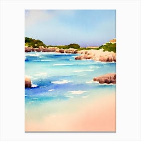 Cala Pregonda, Menorca, Spain Watercolour Canvas Print