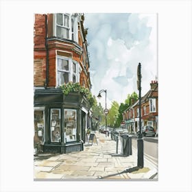 Brent London Borough   Street Watercolour 3 Canvas Print