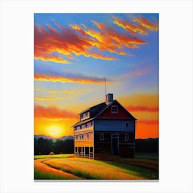 Sunset At The Barn Canvas Print