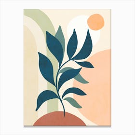 Earthy Tropical Foliage Blue 2 Canvas Print