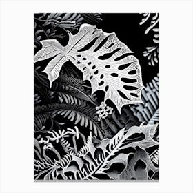 Chinese Holly Fern Linocut Canvas Print