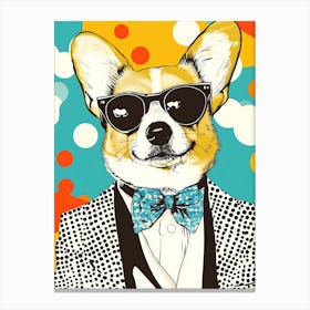 Super Cool Corgi Illustration Pop 20 Canvas Print