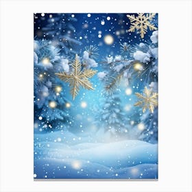 Festive Winter Banner Snowflakes Glowing With Soft Ethereal Light Clusters Of Fir Needles Sprinkl (3) Canvas Print