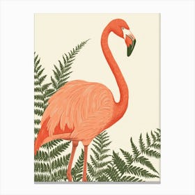 Jamess Flamingo And Ferns Minimalist Illustration 2 Canvas Print