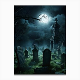 Graveyard At Night 16 Canvas Print