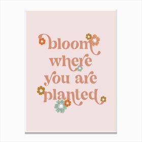 Bloom where you are planted boho flowers Canvas Print