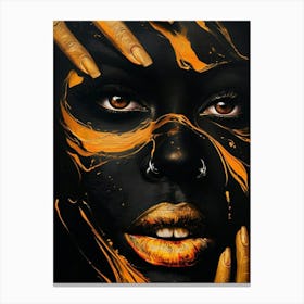 Bold Portrait with Golden Accents Striking Digital Art for Modern Decor Canvas Print