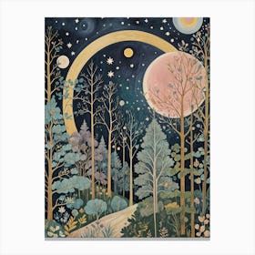 Cosmic Moonlight In The Forest Canvas Print