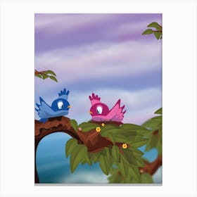 Birds On A Branch Canvas Print