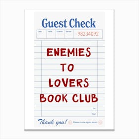 Enemies to Lovers Book Club Poster Canvas Print