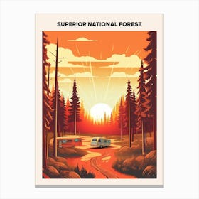 Superior National Forest Midcentury Travel Poster Canvas Print