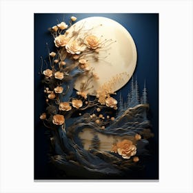 Moon And Roses Canvas Print