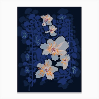 Orchids Shadow Blue Notes Canvas Print