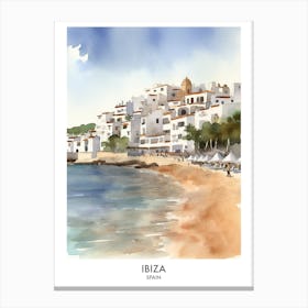 Ibiza Spain Watercolour Travel Poster Canvas Print