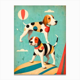 Two Dogs On Top Of A Balloon Canvas Print