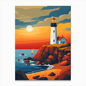 Lighthouse At Sunset 1 Canvas Print