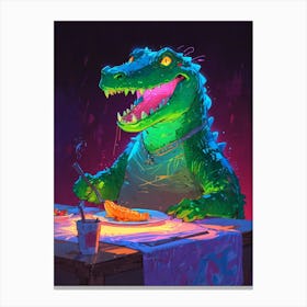 Alligator At The Table 3 Canvas Print