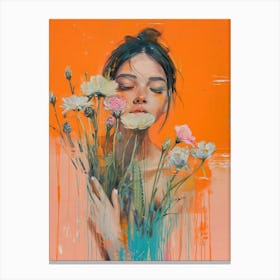 'Flora' - Girl with flowers Canvas Print