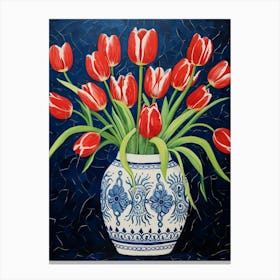 Flowers In A Vase Still Life Painting Tulips 10 Canvas Print