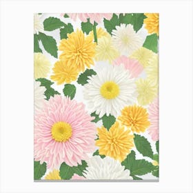 Chrysanthemums Pastel Floral 4 Flower Canvas Print