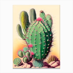 Peyote Cactus Retro Drawing 2 Canvas Print