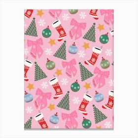 Cute Christmas Pink Canvas Print