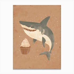 Shark & A Cupcake Muted Pastels 1 Canvas Print