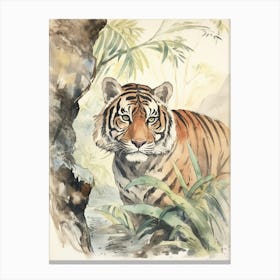 Storybook Animal Watercolour Tiger 1 Canvas Print