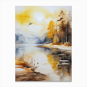 Sunset Over Lake Canvas Print