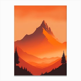 Misty Mountains Vertical Composition In Orange Tone 197 Canvas Print