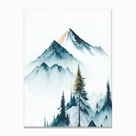 Mountain And Forest In Minimalist Watercolor Vertical Composition 301 Canvas Print
