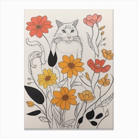 Luckycharms Cat In Flowers Canvas Print