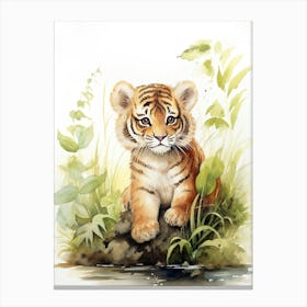 Tiger Illustration Painting Watercolour 3 Canvas Print
