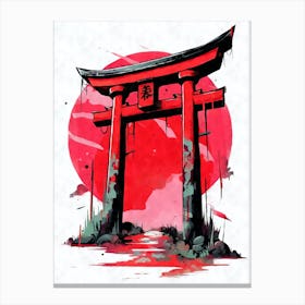Aesthetic Japanese Shinto Shrine Torii Gate Abstract Canvas Print