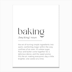 Baking Definition Poster - Dictionary Canvas Print