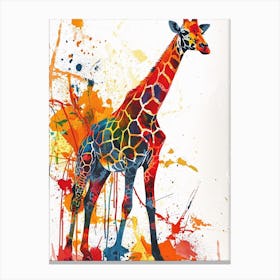 Giraffe Colourful Watercolour 2 Canvas Print