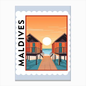 Maldives Travel Stamp Poster Canvas Print