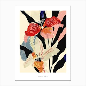Colourful Flower Illustration Poster Impatiens 2 Canvas Print