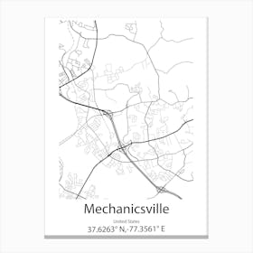 Mechanicsville,United States Minimalist Map Canvas Print