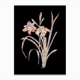 Stained Glass Orange Day Lily Mosaic Botanical Illustration on Black Canvas Print