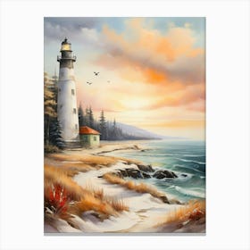 Lighthouse At Sunset Canvas Print