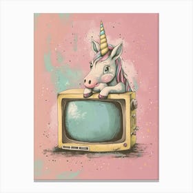 Pastel Unicorn & A Tv 2 Canvas Print