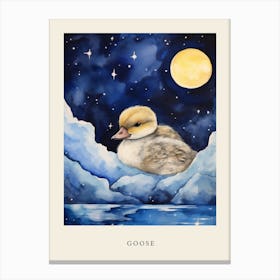 Baby Goose Sleeping In The Clouds Nursery Poster Canvas Print