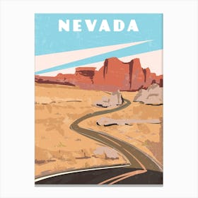 Nevada, USA — Retro travel minimalist poster Canvas Print