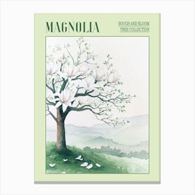 Magnolia Tree Atmospheric Watercolour Painting 1 Poster Canvas Print