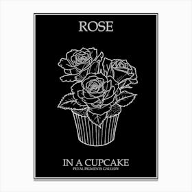 Rose In A Cupcake Line Drawing 1 Poster Inverted Canvas Print