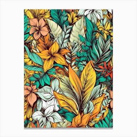 Seamless Tropical Pattern flowers nature Canvas Print